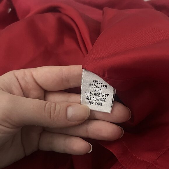 Vintage Talbots 100% Linen Red Double-Breasted Long Overcoat Womens sz 6 NWT - Picture 5 of 5